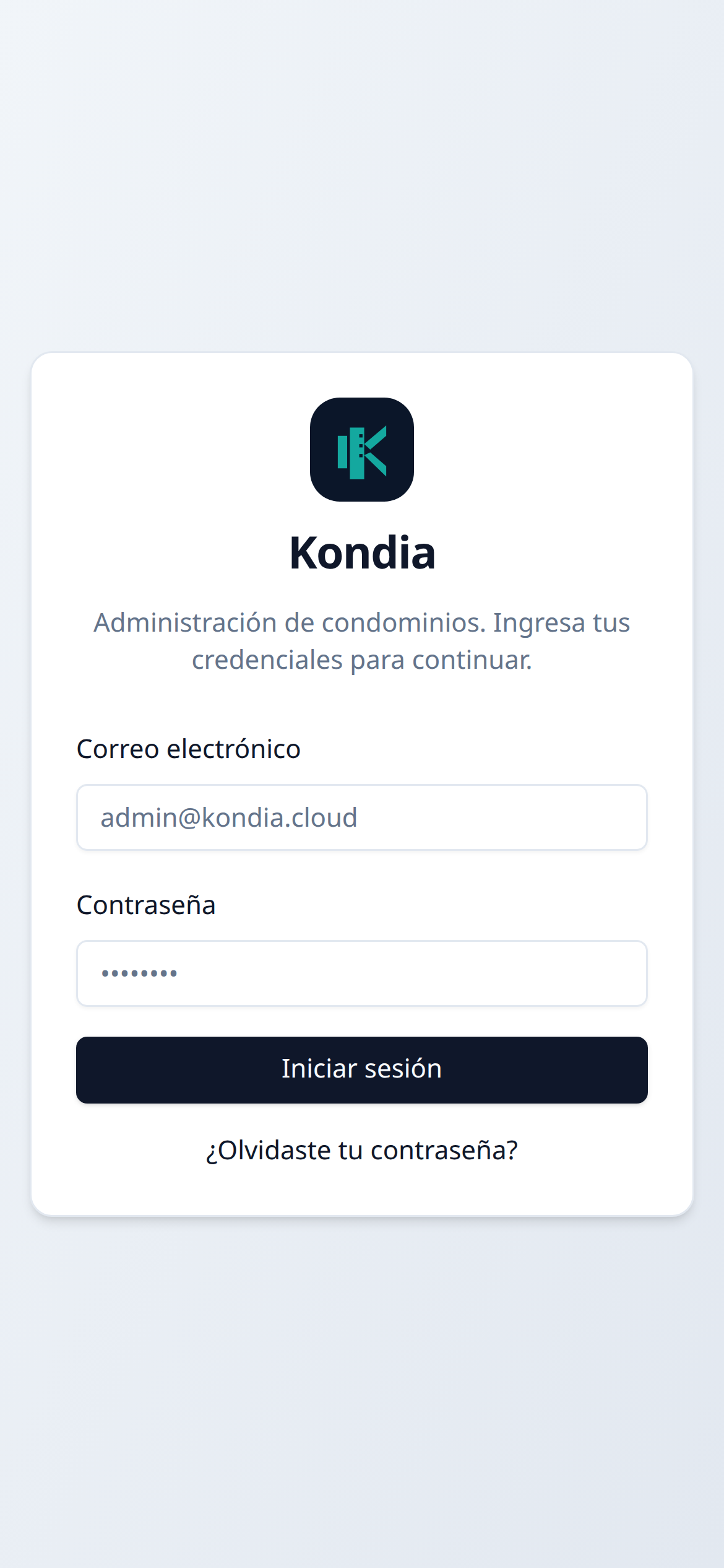 Portal de Kondia en el celular, accesible desde el navegador sin instalar apps
